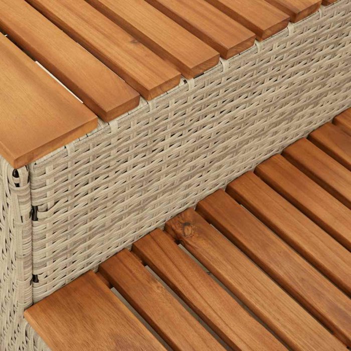 vidaXL Badestamp trinn beige 100x50x50,5 cm polyrotting&heltre akasie