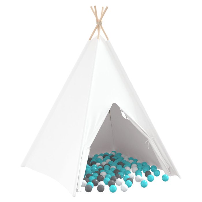 vidaXL Barn Teepee Telt med Bag Peach & Lekeballer Hvit