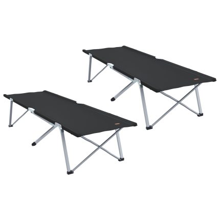 vidaXL sammenleggbare camping senger 2 stk med bærenett Svart 600D Oxford-stoff