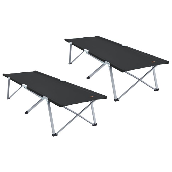 vidaXL sammenleggbare camping senger 2 stk med bærenett Svart 600D Oxford-stoff