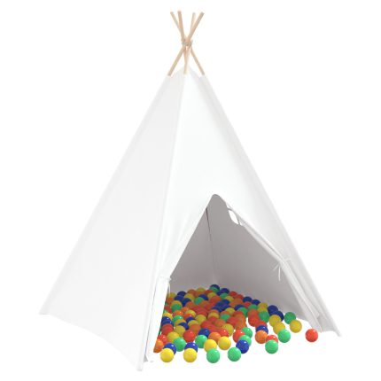 vidaXL Barn Teepee Telt med Bag Peach & Ballskinn Hvit