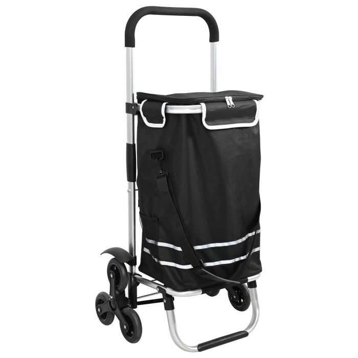 vidaXL Handlevogn med trappetrinnsvogn Svart 40 L