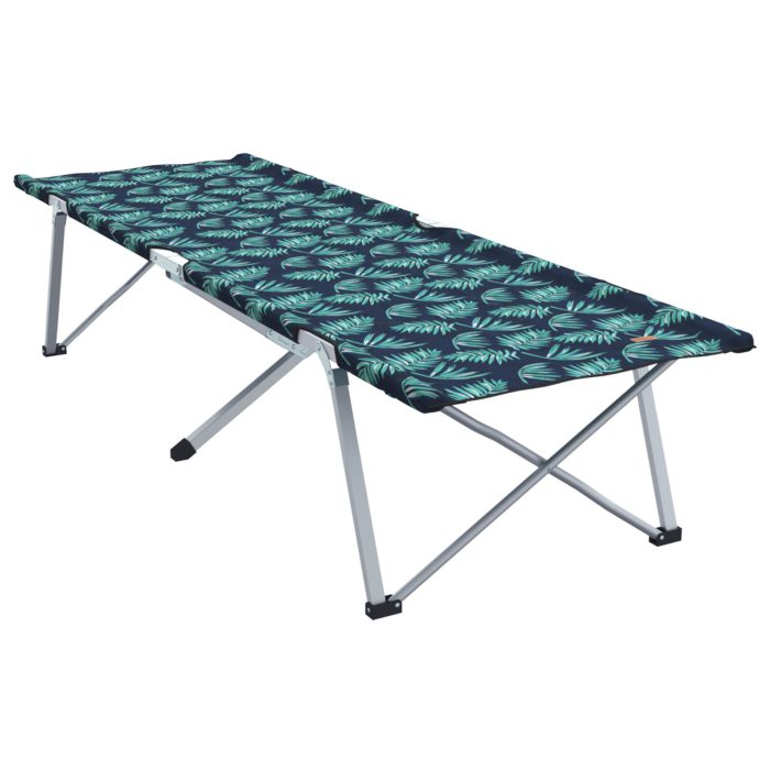 vidaXL sammenleggbar camping seng med bærenett, bladmønster, 600D Oxford-stoff
